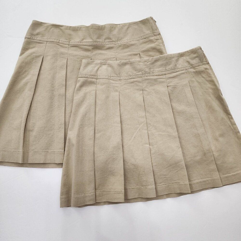 2 The Children's Place - Size 18 - Girls Khaki Uniform Pleated Skorts